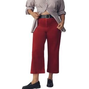 Maeve Anthropologie Collette Pant Womens 32 Red Corduroy Crop Wide Leg Trouser